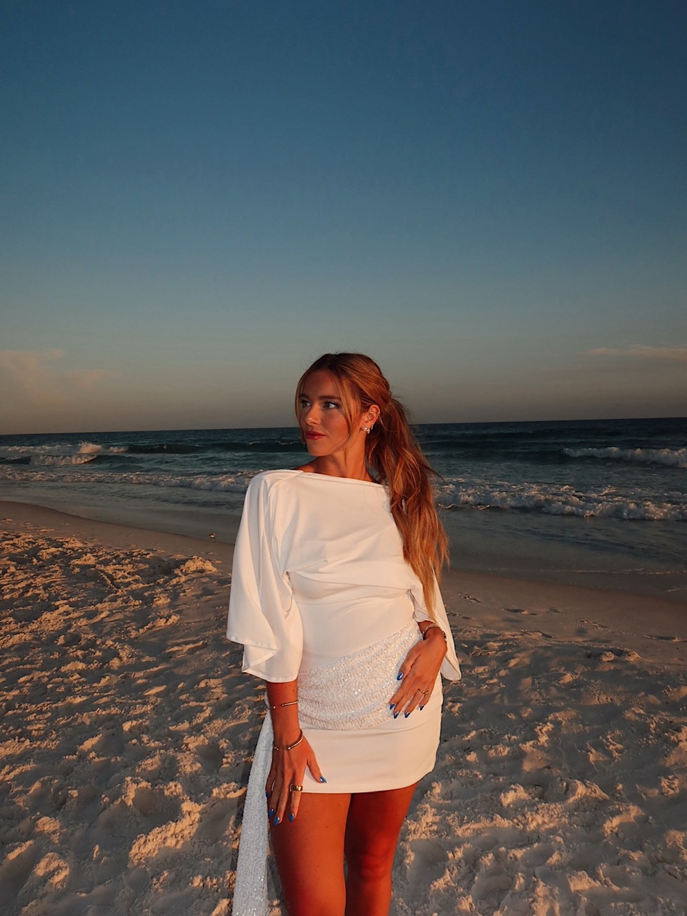 Zara White Backless Mini Dress with Draped Sleeves